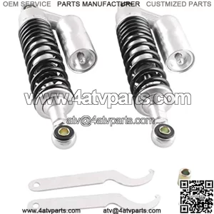 Templehorse 2pcs Adjustable 340mm Motorbike Air Shock Absorbers Universal Fit for Suzuki Yamaha Kawasaki ATV Go Kart Quad Dirt Sport Bikes (SilverBlack, 340MM)