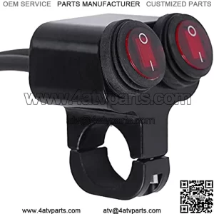Waterproof Motorcycle ATV 7/8?? Light Bar Switch??Handlebar Double Control Kill Button Switch??Headlight Spotlights Hazard Brake Fog Light ON Off Switches 12v 16A (Red)