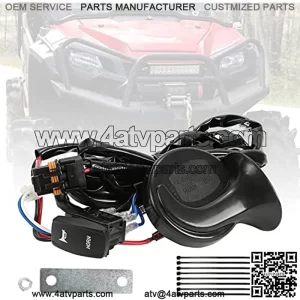 UTV Horn Kit, SUNPIE 12V Horn With Button Rocker Switch Compatible with Polaris RZR,Ranger,Honda Pioneer Talon, Can Am Maverick X3, Yamaha Rhino, Arctic Cat Wildcat, Teryx 4