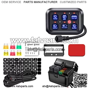 6 Gang Switch Panel Universal Circuit Control Relay System with Fuse Wiring Harness Automatic Dimmable ON-Off LED Switch Pod for Cars Trucks Boats ATV UTV SUV, 2 Years Warranty