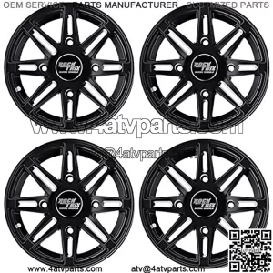 RT103 4pc 14in ATV Wheels 4x110 Rims | 14x7 | 5+2 Offset | For ATV UTV with IRS (Independent Rear Suspension), Compatible with Honda Kawasaki Yamaha Suzuki 4/110