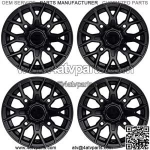 RT104 4pc 12in ATV Wheels 4x110 Rims | 12x7 | 5+2 Offset | For ATV UTV with IRS (Independent Rear Suspension), Compatible with Honda Kawasaki Yamaha Suzuki 4/110