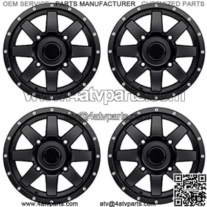 RT106 4pc 14in ATV Wheels 4x110 Rims | 14x7 | 5+2 Offset | For ATV UTV with IRS (Independent Rear Suspension), Compatible with Honda Kawasaki Yamaha Suzuki 4/110
