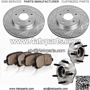 C513115X2DS [2] FRONT [ 5 Lug ] Wheel Hub Bearing Assemblies + Drilled/Slotted Rotors + Ceramic Brake Pads [ SN95 ]