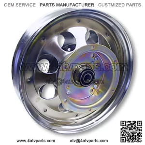 10?? STEEL WHEEL, CHROME PLATED WITH 5/8?? ID PRECISION BALL BEARING & FLANGED BRAKE DRUM