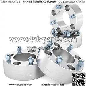 2 inch ATV Wheel Spacers (4x110, 74mm Bore, 10x1.25 Studs Nuts) Compatible with Honda Yamaha Suzuki (Read Listing for Year Model Info) UTV V3 50mm Silver 4pcs