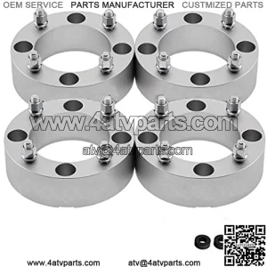 4pc Set of 2 Wheel Spacers for Kawasaki Mule KAF300 + KAF400 | 4x137mm Bolt Pattern M10x1.25 Studs & 110mm Center Bore ATV Wheel Spacer [Silver]