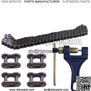 420H Motorcycle Chain+ Chain Breaker,106-Link Heavy Duty Drive Chain
