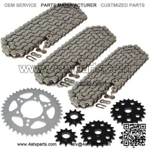 Drive Chain & Sprockets Kit for Polaris Trail Boss 250 4X4 1989 90 91 92 1993 (For: Polaris)