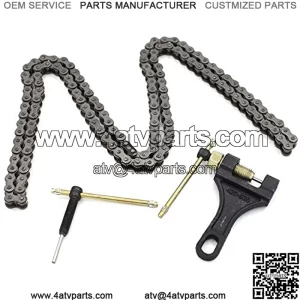 420 Roller Chain 132 Link Chain for 110cc 125cc Dirt Pit Bike ATV Quad Go Kart Scooter Mini Bike with Chain Breaker for 420-530 Dirt Bike