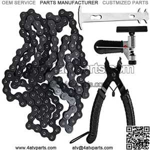 420 Chain 132 Link + Chain Breaker Compatible with for 50cc 70cc 90cc 110cc 125cc ATVs and dirt bikes,Go Kart,Mini Bike,Scooter,Pit Bike,Quad