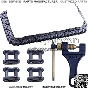 428H Motorcycle Chain+ Chain Breaker,122-links Heavy Duty Drive Chain