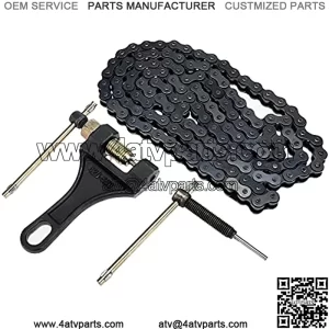 420 Motorcycle Chain and Chain Breaker, Standard Roller Chain 132 Link, for 50cc 70cc 90cc 110cc 125cc Dirt Bike ATV Quad Go Kart Modification
