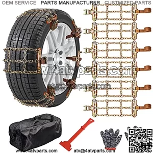 Snow Chains for Car, Emergency Tire Chains, Universal Anti Slip Snow Chains for SUV, Trucks, RV of Tire Width 215mm-285 mm (8.5-11.2 inch), Adjustable Lock for Ice, Snow, Mud, Sand (6 Pack Crisscross)