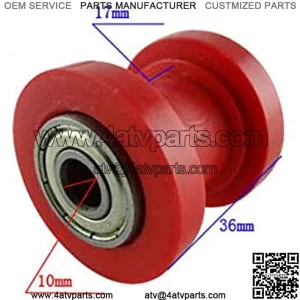 Chain Tensioner Roller Guide 10mm for Motorcycle Dirt Bike ATV Yamaha Suzuki (RED OR WHITE) (red)