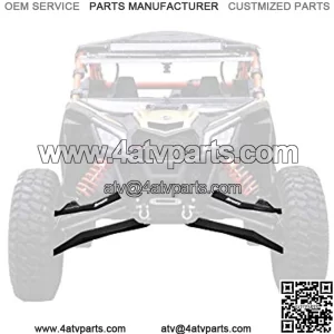 SuperATV Heavy Duty High Clearance Boxed Front A-Arms for 72" Wide Maverick X3 Turbo R/Max/X RC/X RS/X MR (2017+) - BLACK - Heavy Duty Ball Joints Preinstalled!