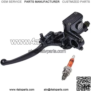 Poweka 50cc Brake Master Cylinder for 70cc 90cc 110cc 125cc 150cc Quad ATV Dirt Bike Left Hand Hydraulic Brake Master Cylinder with Handle Lever and Spark Plug