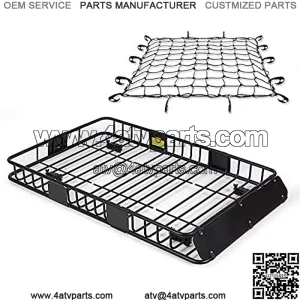 Universal 64" Heavy Duty Roof Cargo with (Removable) Extension Car top Luggage Holder Carrier Basket SUV+ Cargo Net