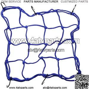 12" x 12" Elasticated Bungee Luggage Cargo Net with Hooks Hold Down for Motorcycles Motorbike ATVs Bikes Cars Trucks (Blue)