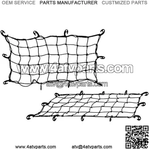 Mockins Black Heavy Duty 20" X 36" Bungee Cargo Net Stretches to 42" X 74" The Cargo Carrier Net Comes with 10 Hooks and can be Used with Any Car Van SUV and Truck