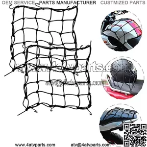 2 Package 6 Hook 15" x15" (40x40cm) Motorcycle Cargo Net for Helmet Motorbike Bikes Elasticated Bungee Cord Cargo Net Luggage Mesh Bungee Net Storage Tie Down Adjustable