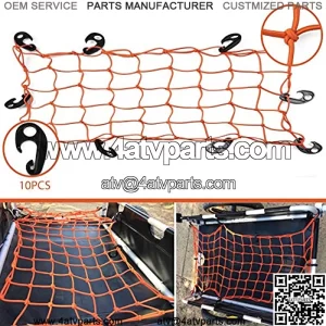 15"x30" Mfg Motorcycle Bike Trailer ATV Cargo Net Great for Trailers, UTVs, Cars, SUVs and Boats with 10 Adjustable Hooks