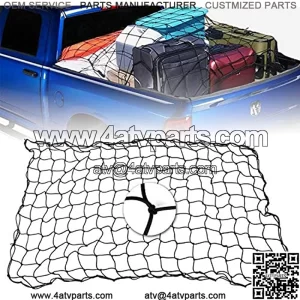4'x6' Cargo Net for Truck Pickup Super Duty SUV ATV/UTV RV Stretches to 8'x12' with 12 Steel Carabiners