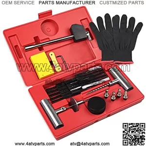 Tire Repair Kit, Heavy Duty Tire Patch Kit, Tire Plug Kit,Tire Repair Tools for?Car Truck Motorcycle ATV UTV Automotive Off-Road. (Red)