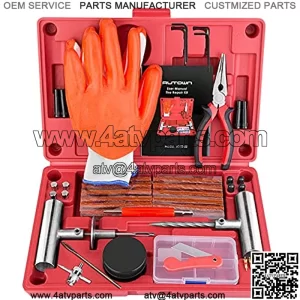 AUTOWN Tire Repair Kit, 75 Pcs Tire Plug Kit Universal Tire Repair Tools, Heavy Duty Flat Tire Puncture Repair Kit for Car, Motorcycle, Truck, ATV, Tractor, RV, SUV, Jeep, Trailer, Lawn Mower