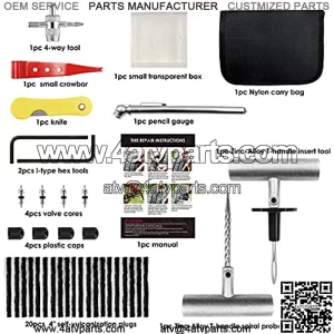 Tire Repair Kit, Tire?Patch Kit with Plugs to Fix Punctures and Plug Flats?for Car, Motorcycle,?Truck,?Tractor, Trailer, RV,?ATV, ARB, SUV (39pcs)