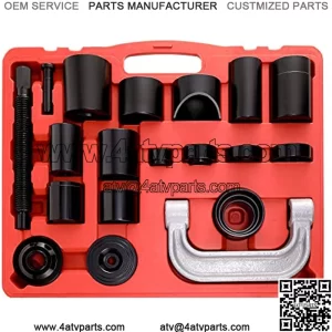 Motor Tech Master Ball Joint Press Kit & U-Joint Puller Service Tool Set 21PCS - Upper and Lower Ball Joint Removal Tool Kit for Ball Joint Service with C-Press