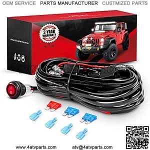 WA 06 LED Light Bar Wiring Harness Kit - 2 Leads 12V On Off Switch Power Relay Blade Fuse for Off Road Lights LED Work Light