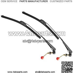 2 Set 15.7" UTV Hand Operated Windshield Wiper Kit Compatible with UTV Golf Cart Polairs RZR Ranger X3 Commander - Wiper Blade with Wipe Arm