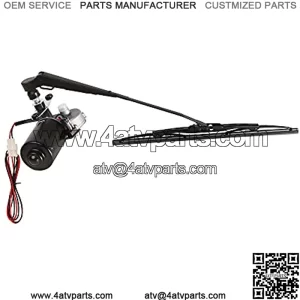 12V Universal Electric Windshield Wiper Motor Kit Fits for UTV ATV Hard Coated Or Glass Windshields, Upgraded Wiper Motor Kit - 110?? Sweep, 15.7" Arm, 15.7" Blade