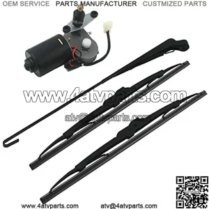 Electric UTV Windshield Wiper Kit, with 12v Motor Fit for Polaris Ranger RZR 900 1000 Universal Windshield Wiper Arm, 16/18in Wiper Blade Kit and Motor 12v with 90 Degree Wipe