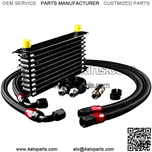 10 Row AN10-10AN OiKit Universal Engine Transmission Aluminium Alloy Black Usable Comes With 2 Fuel Lines