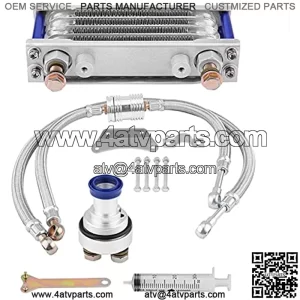 Motorcycle Engine Oil Cooler, Engine Oil Cooling Radiator Kit for Honda CB CG 100CC-250CC (65ML-Silver)