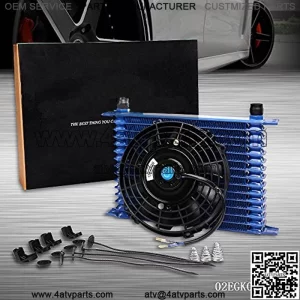 New 15 Row AN10 Universal Engine Transmis?sion Oiwith 7" 12V 80W Radiator Cooling Black Fan Mount Kit