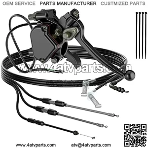 ATV Thumb Throttle & Brake Cable Kit - Full Metal Speed Governer with Brake Lever - Speed Limiter for 50cc, 90cc,150cc,250cc ATV, Quad Bike, Go Kart with Front Drum Brakes - for 7/8" 22mm Handle