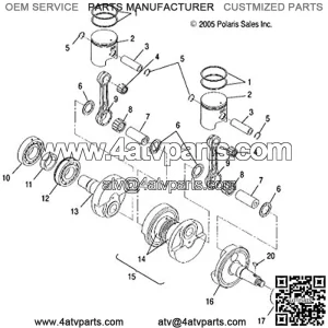 Polaris Crankshaft Assembly, Genuine OEM Part 3089483, Qty 1