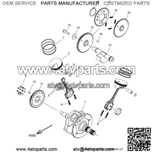 Motorcycle Crankshaft Assembly, 56.5 mm, Genuine OEM Part 3023078, Qty 1