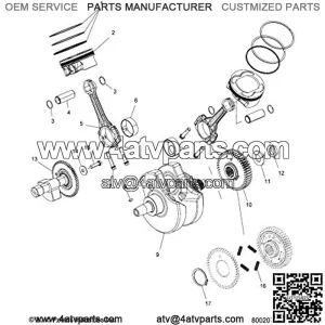 Motorcycle Crankshaft Assembly, Genuine OEM Part 3023054, Qty 1