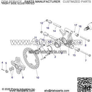 Polaris Bearing Carrier, Right, Genuine OEM Part 5136690, Qty 1