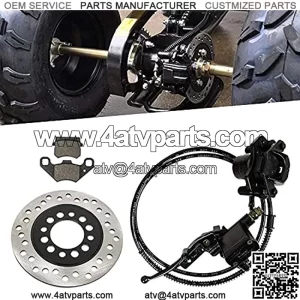 Rear Brake Master Cylinder Caliper Assembly with Disc Brake Rotor Compatible with Roketa Kazuma Taotao SUNL ATV Jetmoto BMS Baja Coolster SSR ATV Quad 50CC 70CC 90CC 110CC 125CC