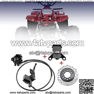 ATV Brake Master Cylinder Caliper Assembly with Disc Brake Rotor Replacement Fit for Compatible with 50CC 70CC 90CC 110CC ATV Quad