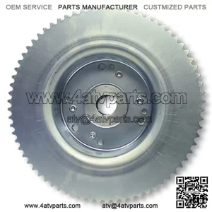 72 TOOTH SPROCKET FOR #35 CHAIN & 4-1/2?? BRAKE DRUM, MACHINED ID (ONE PIECE) RIVETED TO MINI-HUB, 1?? BORE