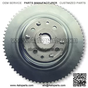 72 TOOTH SPROCKET FOR #35 CHAIN & 4-1/2?? BRAKE DRUM, MACHINED OD (ONE PIECE) RIVETED TO MINI-HUB, 1?? BORE