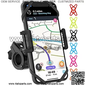 TruActive Premium Bike Phone Mount Holder, Motorcycle Phone Mount, 6 Color Bands Included, Cell Phone Holder for Bike ?C Universal Any Phone or Handlebar, Bike Phone Holder, ATV - Tool Free Install