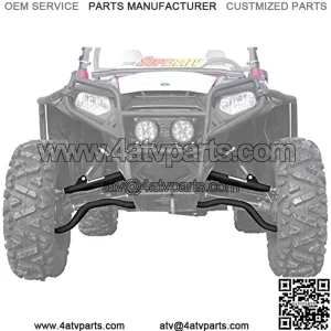 SuperATV 1.5" Black Forward Offset A Arms for 2009-2014 Polaris RZR S 800 | Fit up to 32" Tires | Unique Design Adds 2" Ground Clearance | 1.25?? Tubing 25% larger Than Stock!