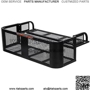 ATV/UTV Rear Drop Basket, Universal Cargo Basket w/Steel Mesh Surface, Detachable Steel Luggage Cargo Rack (Black)